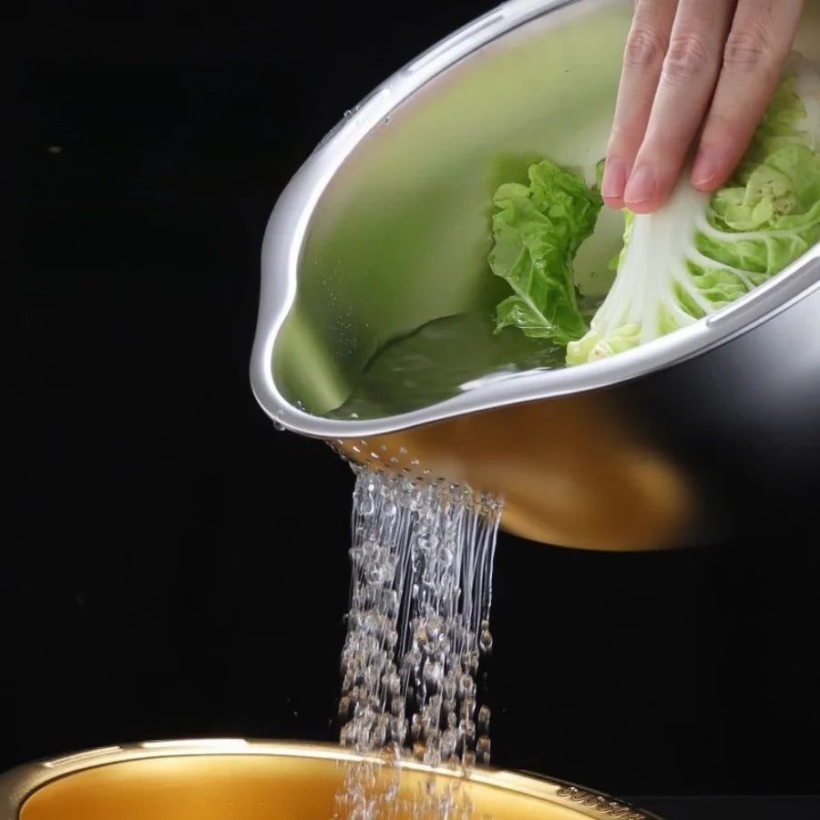 Rice Washer Strainer Bowl Stainless Steel