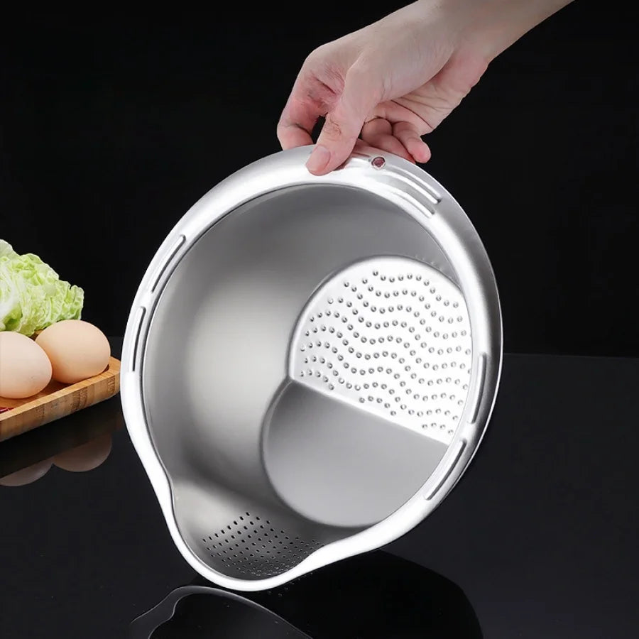 Rice Washer Strainer Bowl Stainless Steel