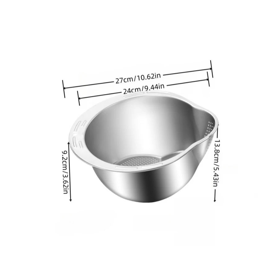 Rice Washer Strainer Bowl Stainless Steel