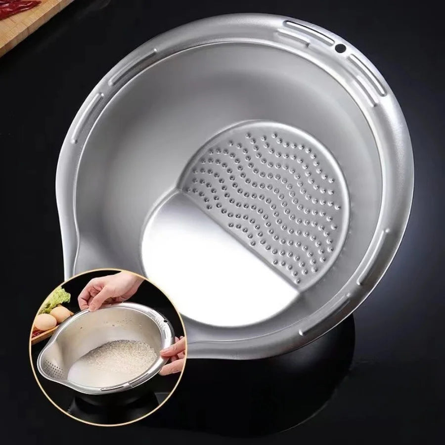 Rice Washer Strainer Bowl Stainless Steel