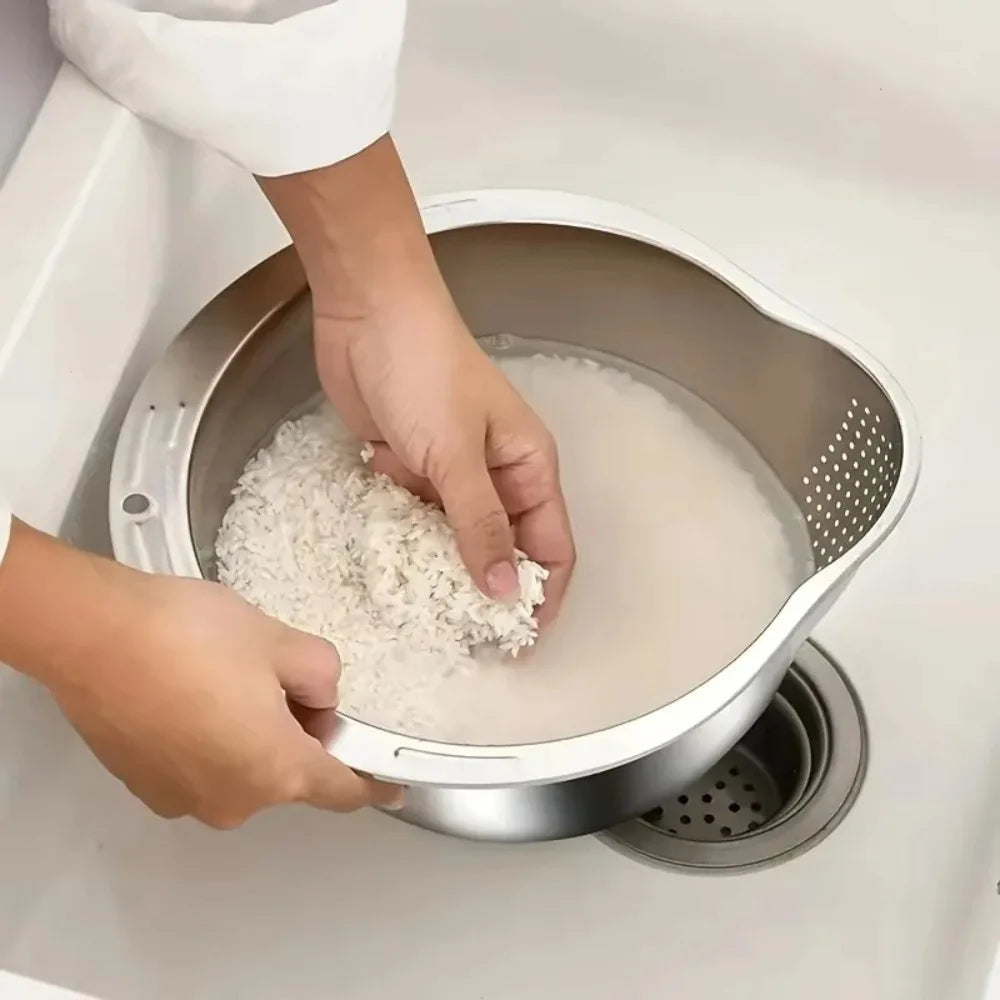 Stainless Steel Rice Strainer Bowl