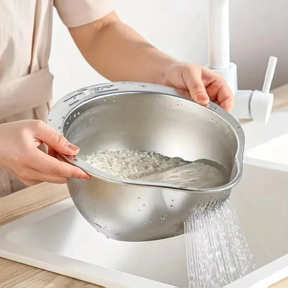 Stainless Steel Rice Strainer Bowl