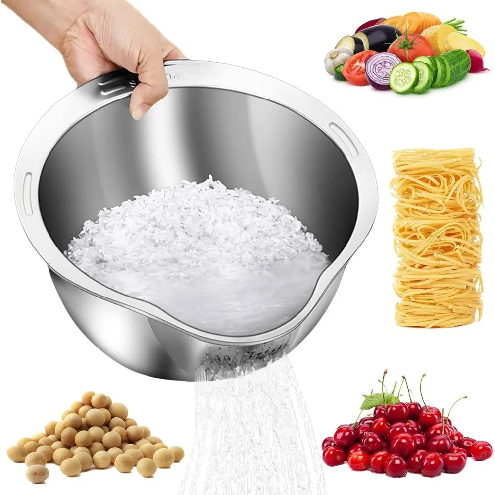 Stainless Steel Rice Strainer Bowl